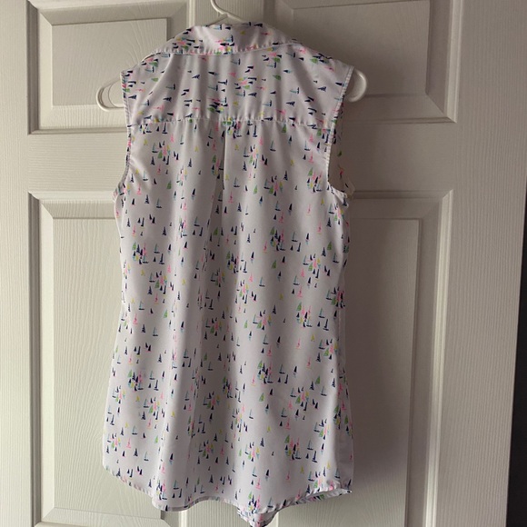 2/$18: Button-Up Sleeveless Top with Sailboats - Picture 2 of 5